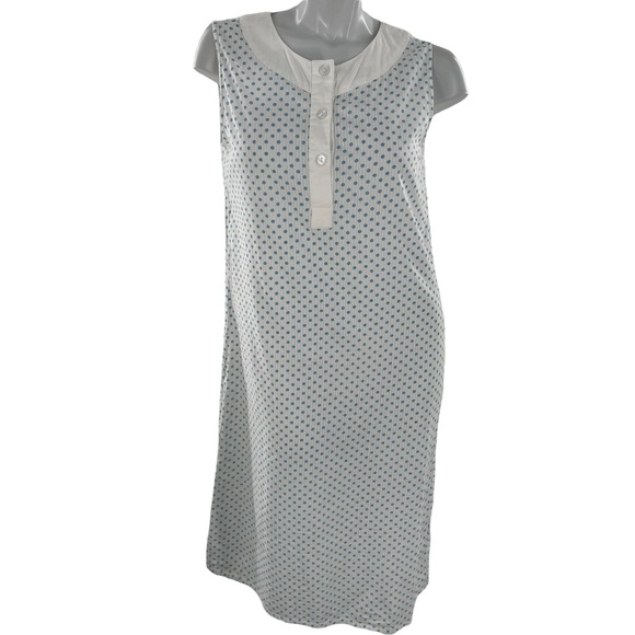 Orvis 100% Cotton Sleeveless Dress in White & Blue Small Polka Dots Size Medium - Picture 4 of 10